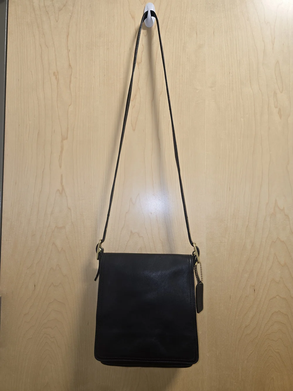 Vintage COACH 9821 Black Leather Slim Flap Crossbody Legacy Purse Made USA 2001